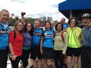 A photo of AGU members who participated in the Climate Ride and the staff who came out to support them.