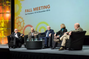 Photograph of five panelists from a session at 2016 Fall Meeting